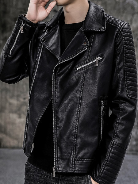 Uus mudel meeste nahktagi klassikalise krae ja lukuga