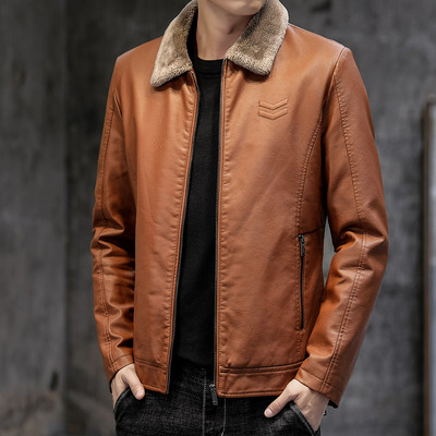 Kolmes värvitoonis sooja voodriga meeste nahktagi