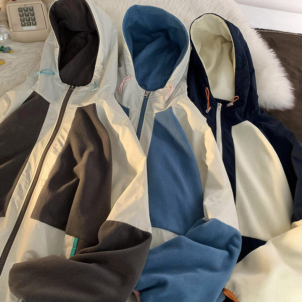 Kapuutsi ja lukuga meeste jope - kolme värvi