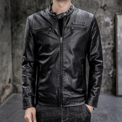 Meeste nahktagi lukuga ja madala kraega