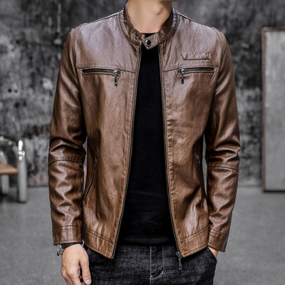 Meeste nahktagi lukuga ja madala kraega