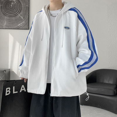 Õhuke tõmbluku ja kapuutsiga kevadjope meestele