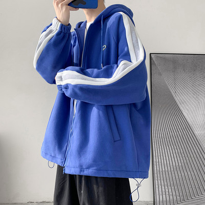 Õhuke tõmbluku ja kapuutsiga kevadjope meestele