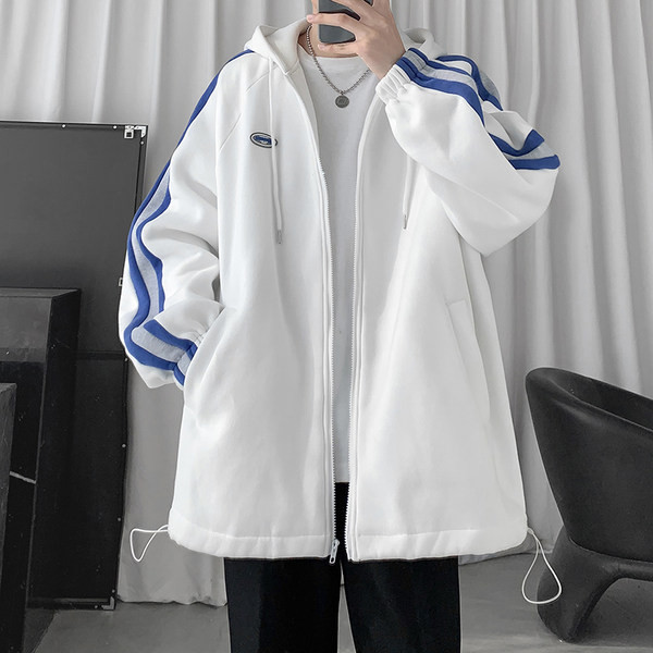 Õhuke tõmbluku ja kapuutsiga kevadjope meestele