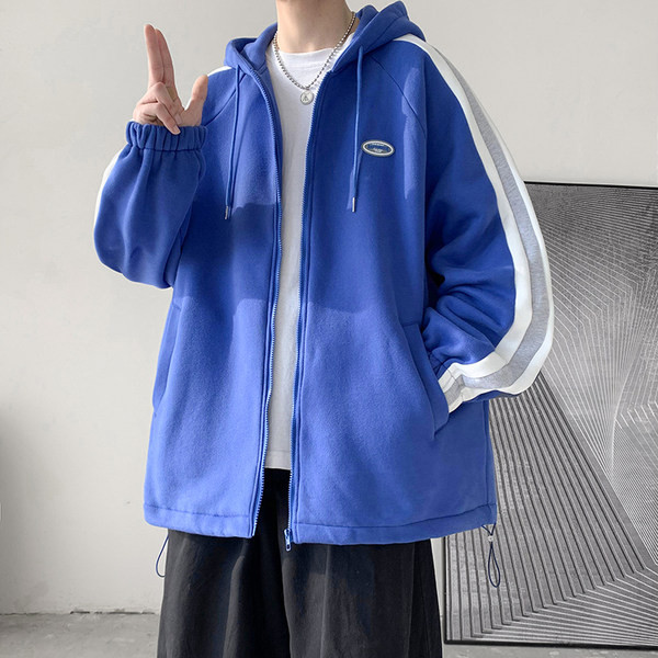 Õhuke tõmbluku ja kapuutsiga kevadjope meestele