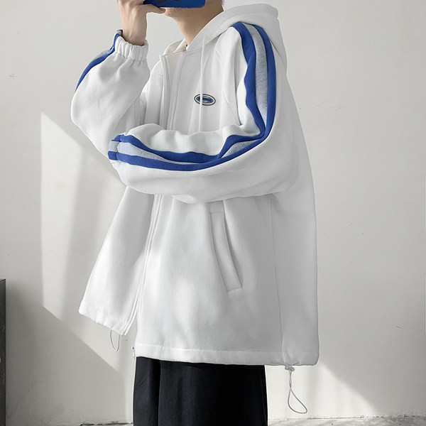 Õhuke tõmbluku ja kapuutsiga kevadjope meestele