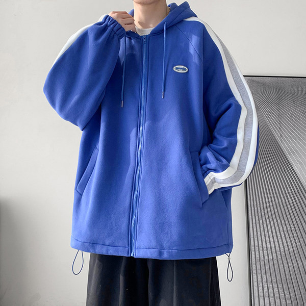 Õhuke tõmbluku ja kapuutsiga kevadjope meestele