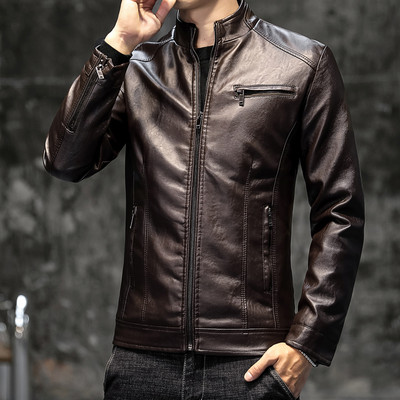 Meeste nahktagi lukuga ja madala kraega