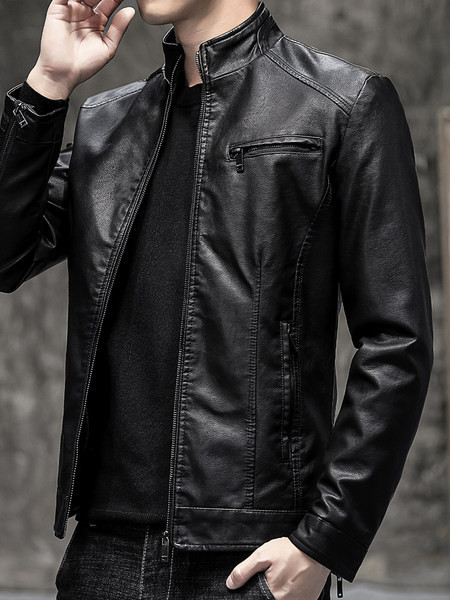 Meeste nahktagi lukuga ja madala kraega