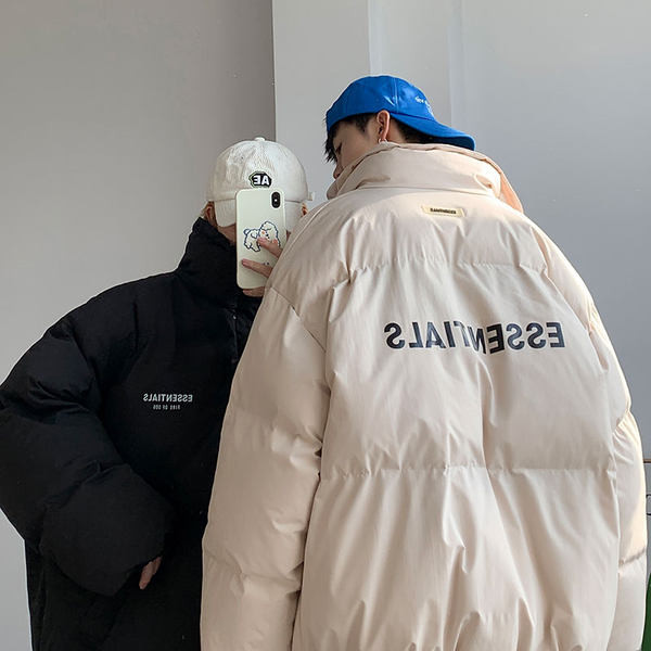 Széles modell férfi téli kabát felirattal