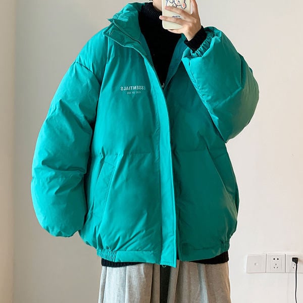 Széles modell férfi téli kabát felirattal