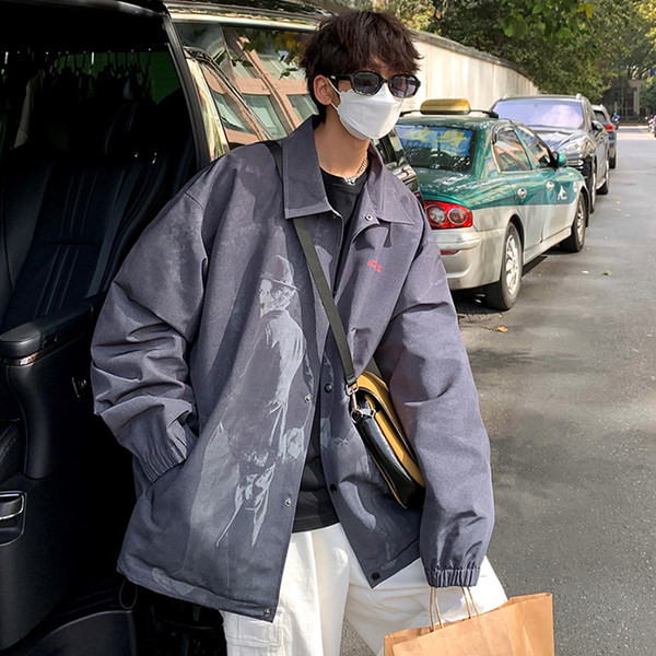 Halli värvi lai lukuga meeste jope