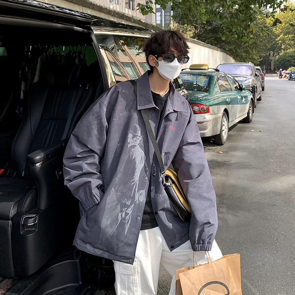 Halli värvi lai lukuga meeste jope