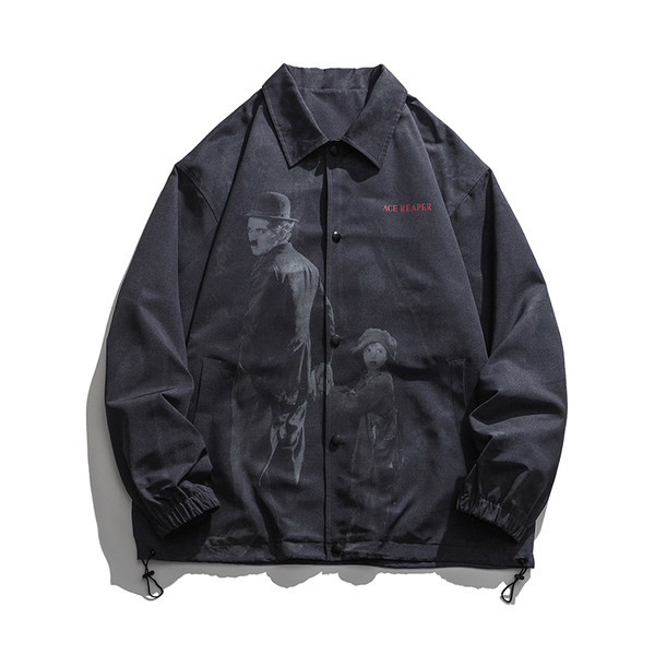 Halli värvi lai lukuga meeste jope