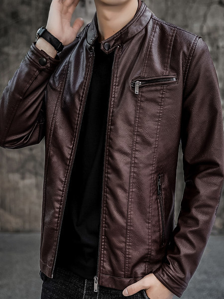 Meeste nahktagi madala krae ja lukuga