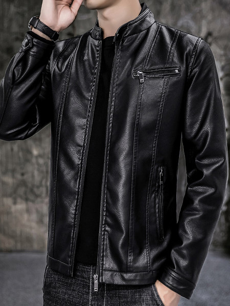 Meeste nahktagi madala krae ja lukuga