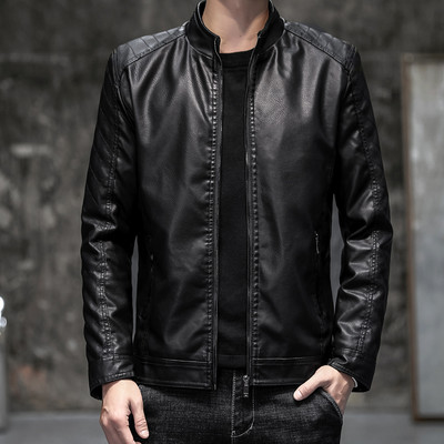 Stiilne paksu voodri ja lukuga meeste nahktagi