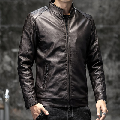 Stiilne paksu voodri ja lukuga meeste nahktagi