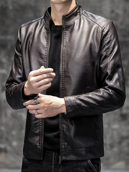 Stiilne paksu voodri ja lukuga meeste nahktagi