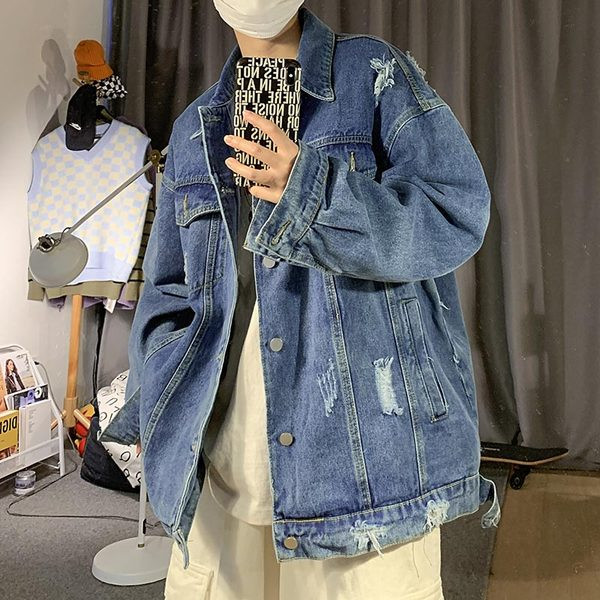 Kolmes värvitoonis nööpidega meeste teksajakk