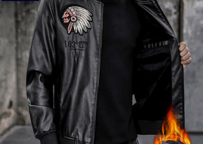 Μοντέρνο ανδρικό έκο δερμάτινο τζάκετ με κέντημα