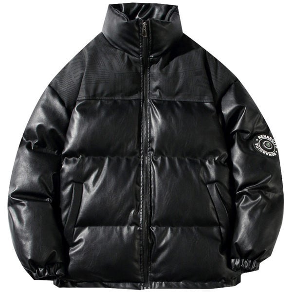 Férfi téli kabát cipzárral és magas gallérral