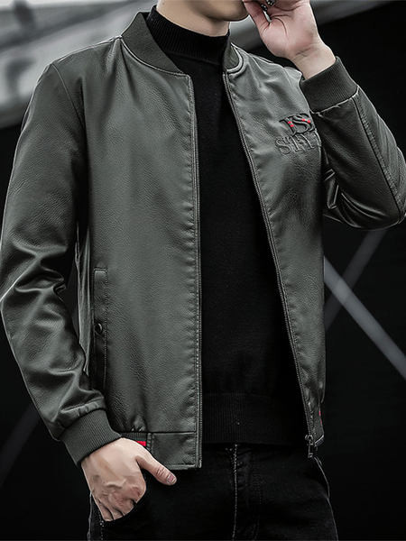 Modern férfi bőrdzseki puha béléssel