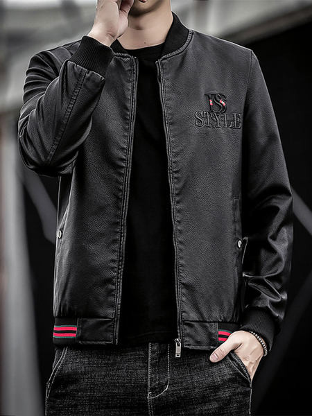 Modern férfi bőrdzseki puha béléssel