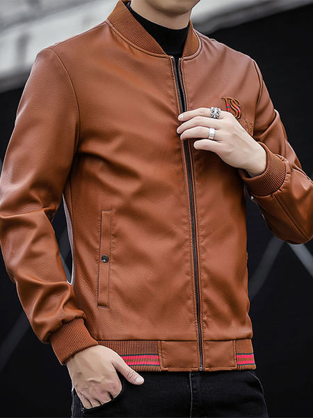 Modern férfi bőrdzseki puha béléssel