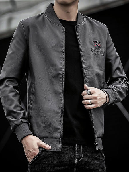 Modern férfi bőrdzseki puha béléssel