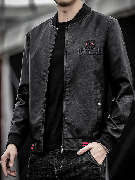 Modern férfi bőrdzseki puha béléssel