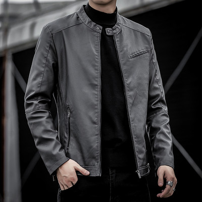 Moodne meeste kunstnahast jakk tasku ja lukuga