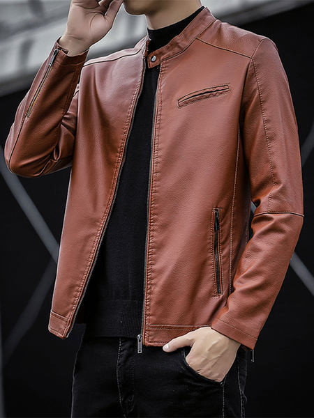 Moodne meeste kunstnahast jakk tasku ja lukuga