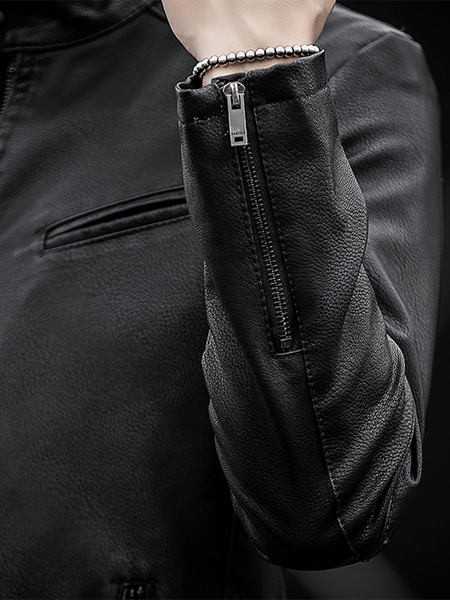 Moodne meeste kunstnahast jakk tasku ja lukuga