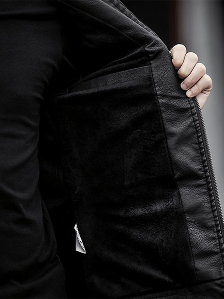 Moodne meeste kunstnahast jakk tasku ja lukuga