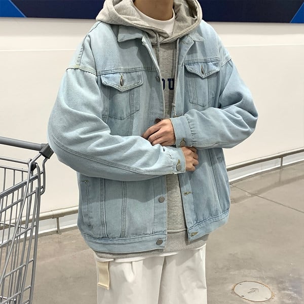 Férfi farmerdzseki széles modell gombokkal