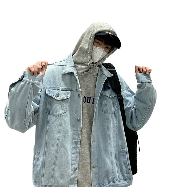 Férfi farmerdzseki széles modell gombokkal