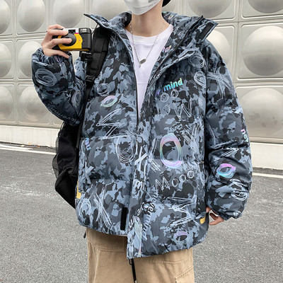 Színes mintás férfi téli kabát