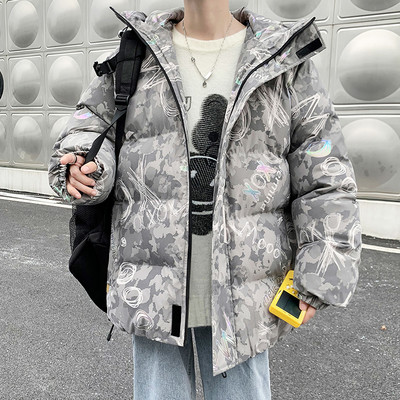 Színes mintás férfi téli kabát