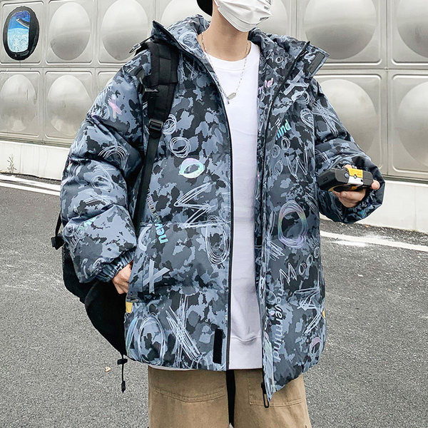 Színes mintás férfi téli kabát