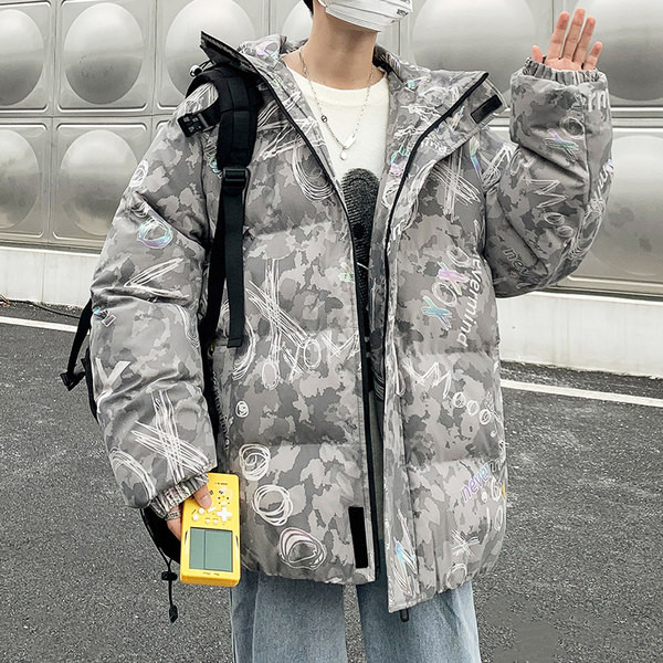 Színes mintás férfi téli kabát