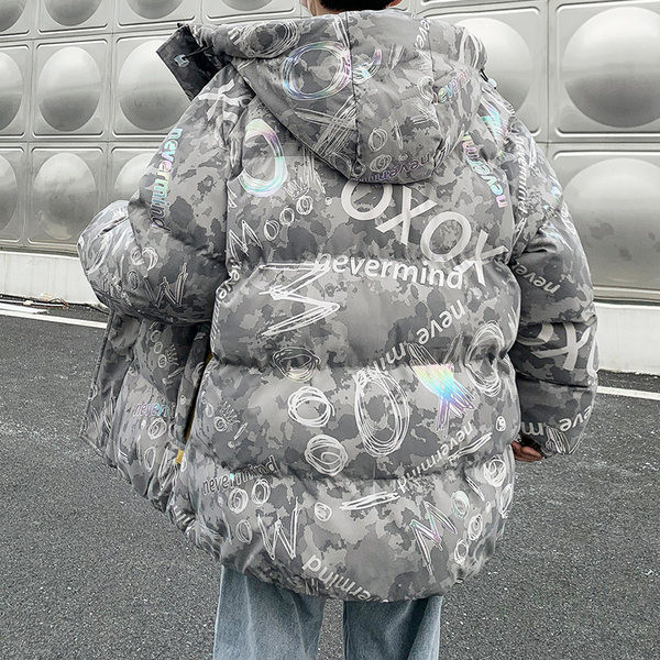 Színes mintás férfi téli kabát