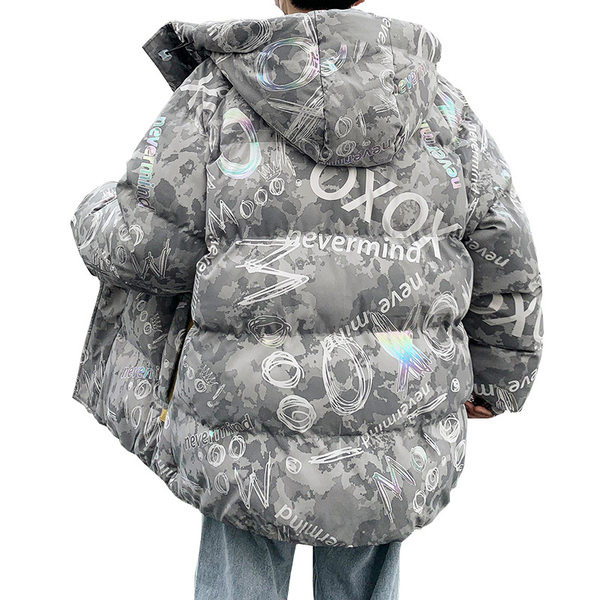 Színes mintás férfi téli kabát