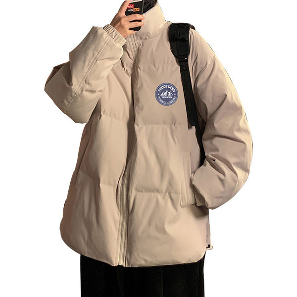 Kõrge krae ja embleemiga vabaaja meeste jope