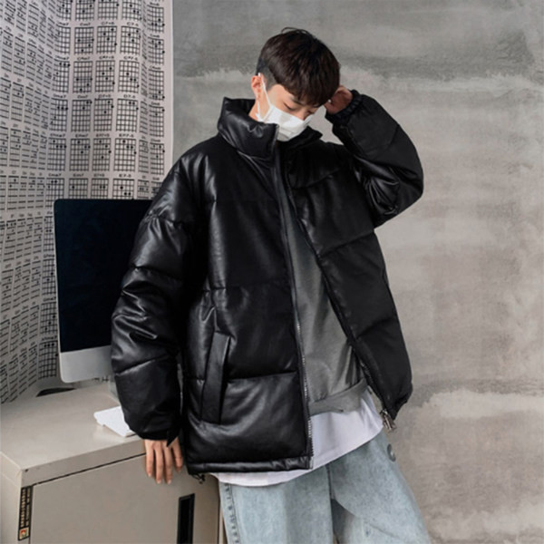 Alkalmi férfi téli kabát magas gallérral