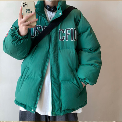 Ανδρικό σακάκι με ψηλό γιακά και επιγραφή - φαρδύ μοντέλο