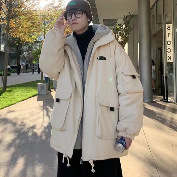 Καθημερινό φαρδύ μπουφάν με κουκούλα και τσέπες