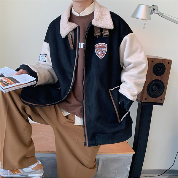 Modern férfi baseball kabát meleg béléssel