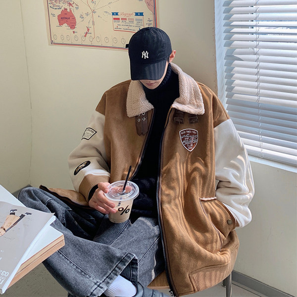 Modern férfi baseball kabát meleg béléssel