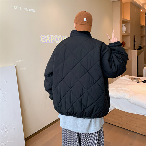 Férfi steppelt kabát magas gallérral - széles modell